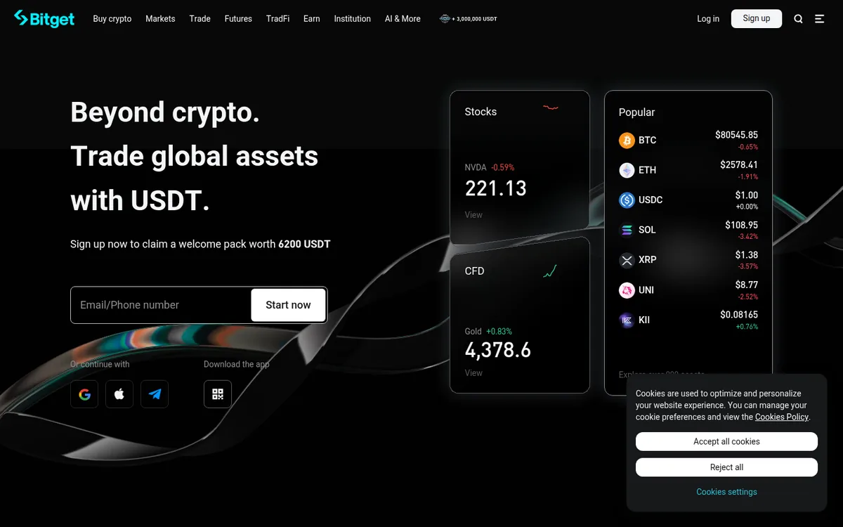 Screenshot: Bitget Card homepage