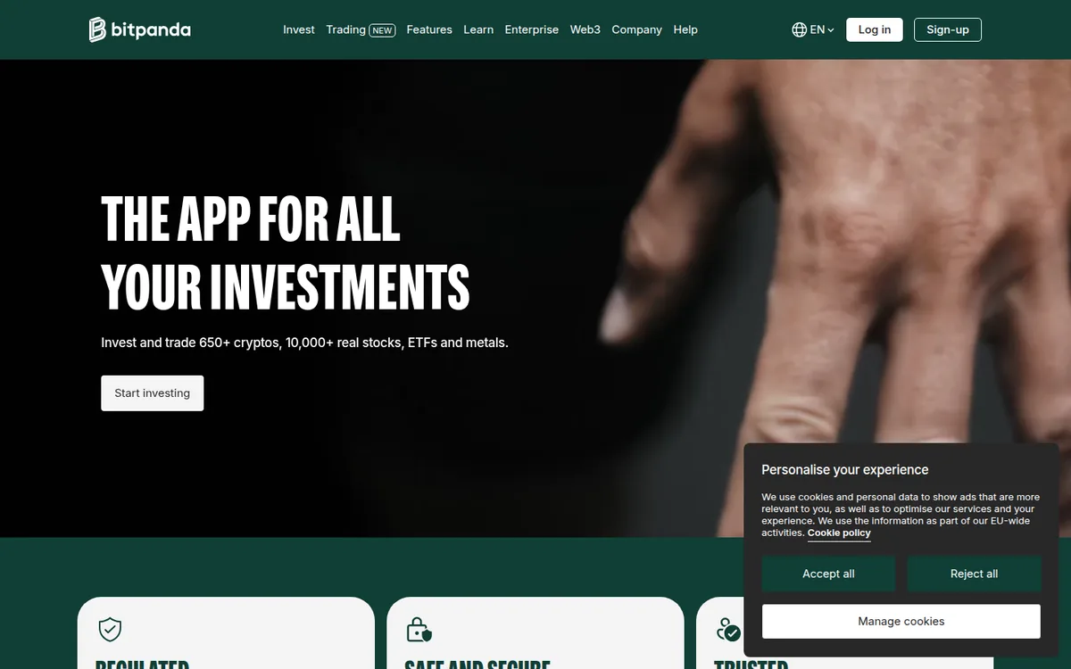 Screenshot: Bitpanda Card homepage