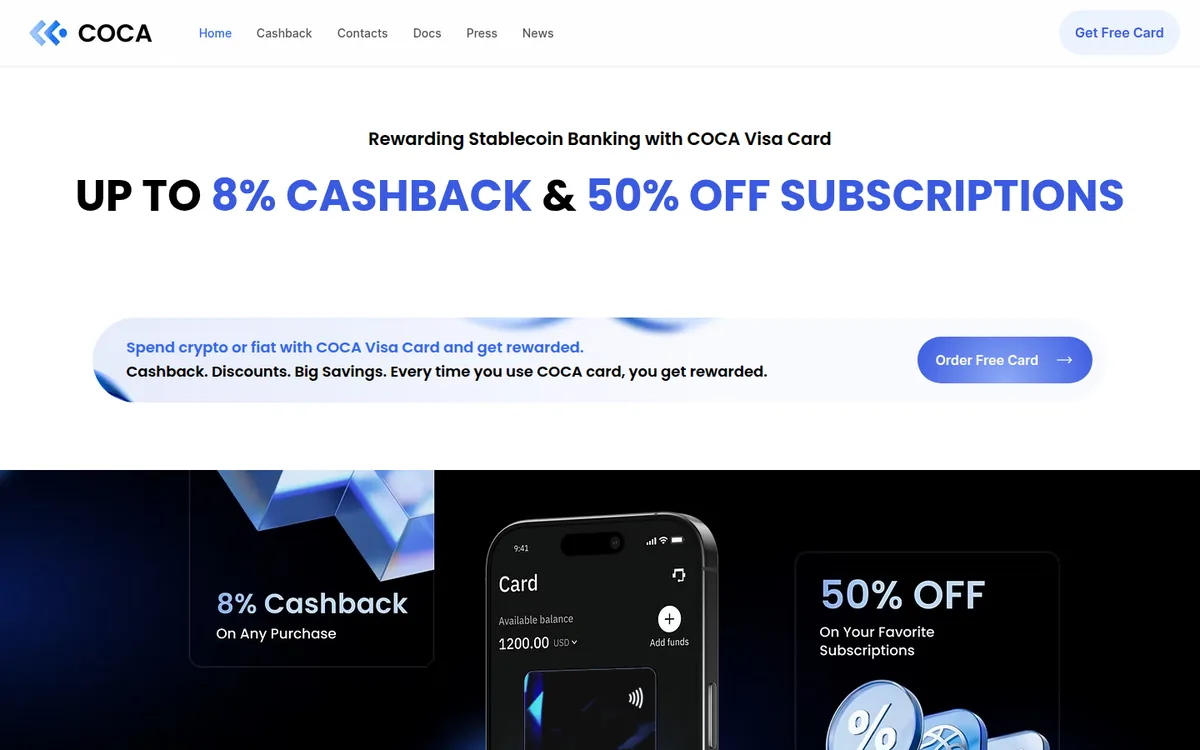 Screenshot: COCA homepage