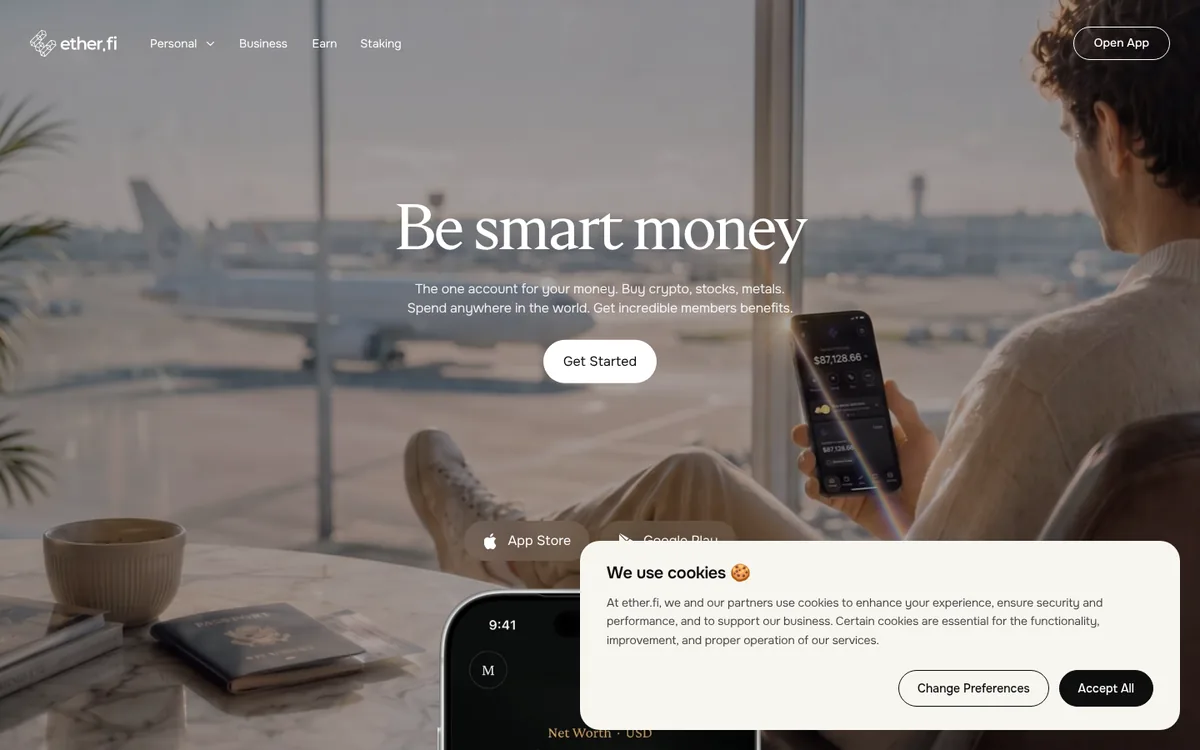 Screenshot: ether.fi Cash homepage