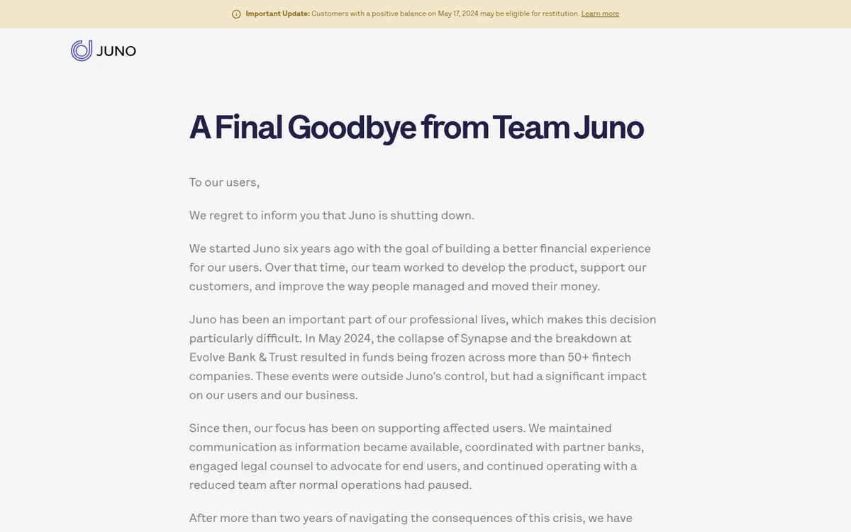 Screenshot: Juno homepage