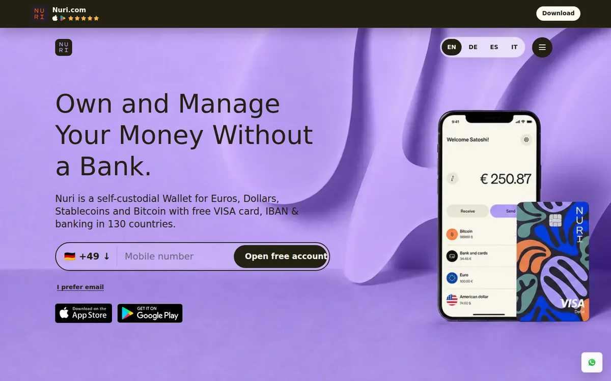 Screenshot: Nuri homepage