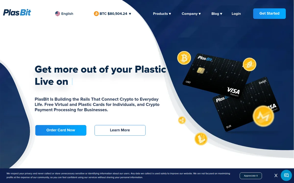 Screenshot: PlasBit homepage