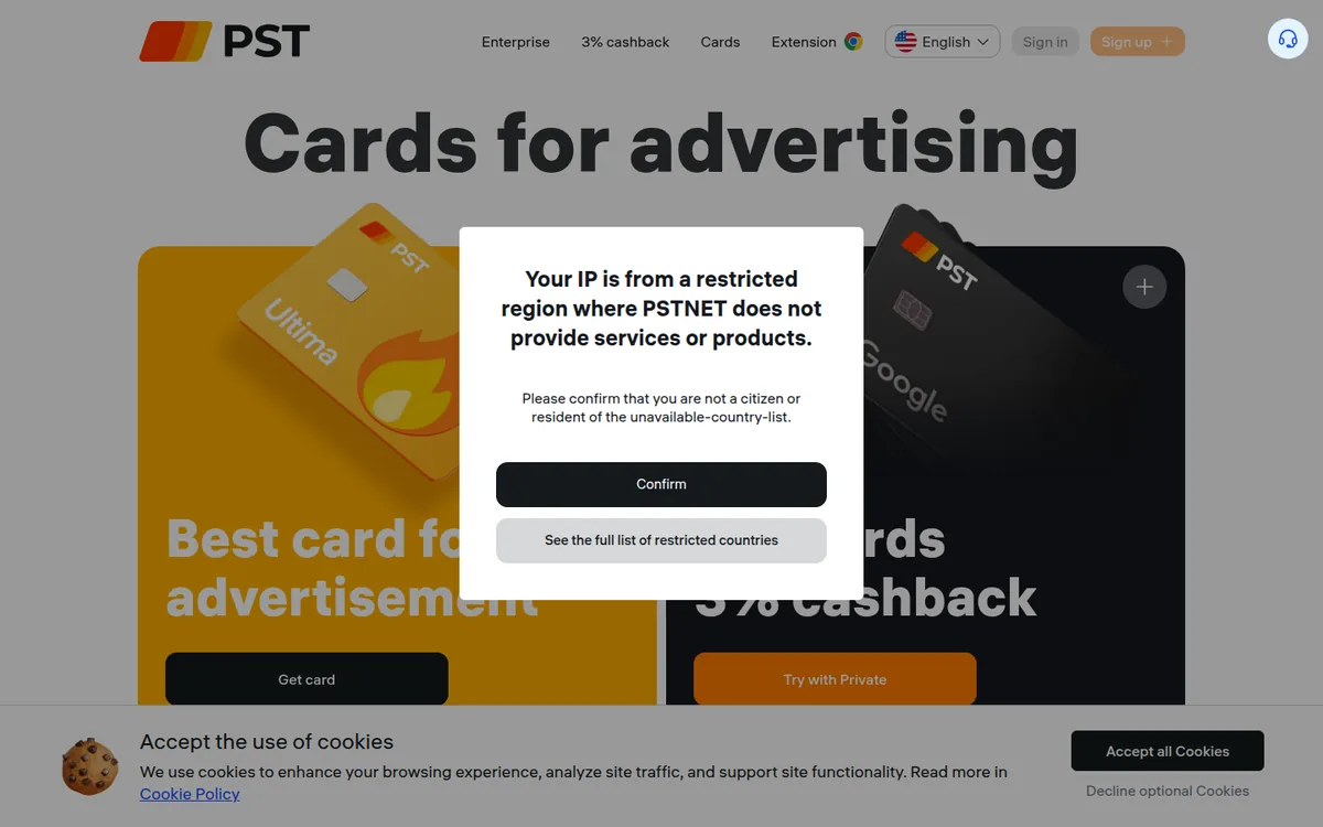 Screenshot: PST.NET homepage