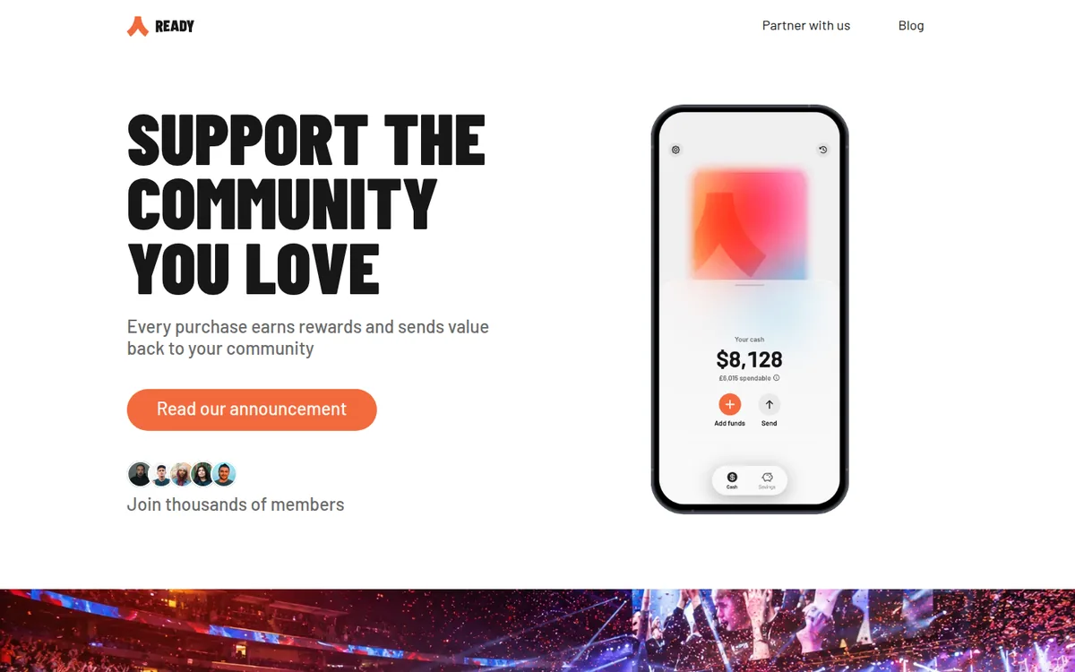 Screenshot: Ready homepage
