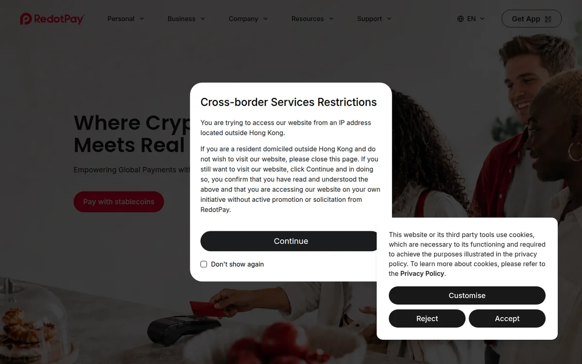 Screenshot: RedotPay homepage