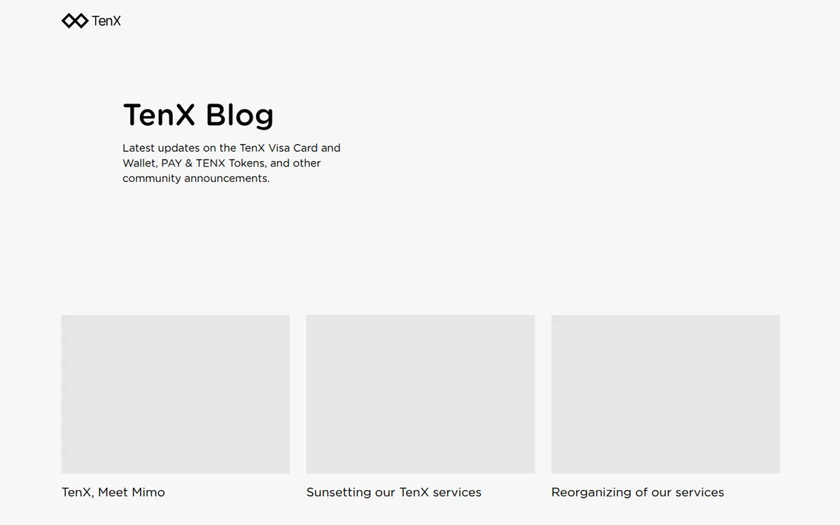 Screenshot: TenX homepage
