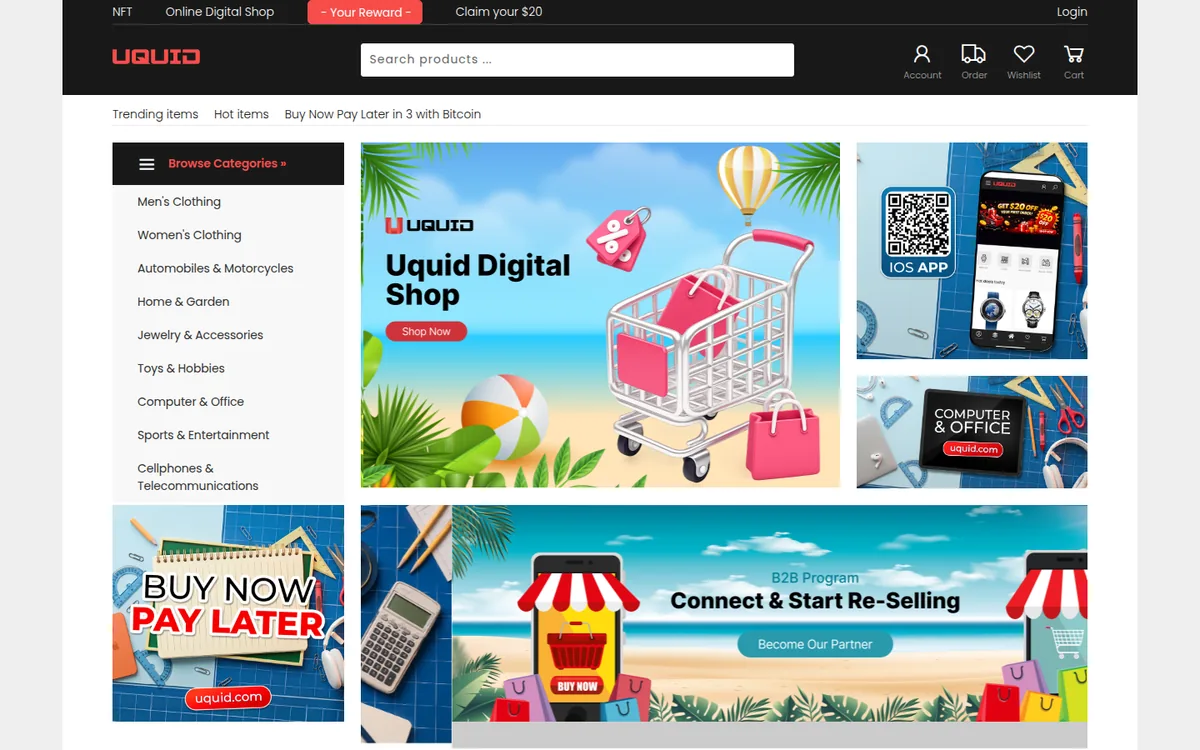 Screenshot: Uquid homepage